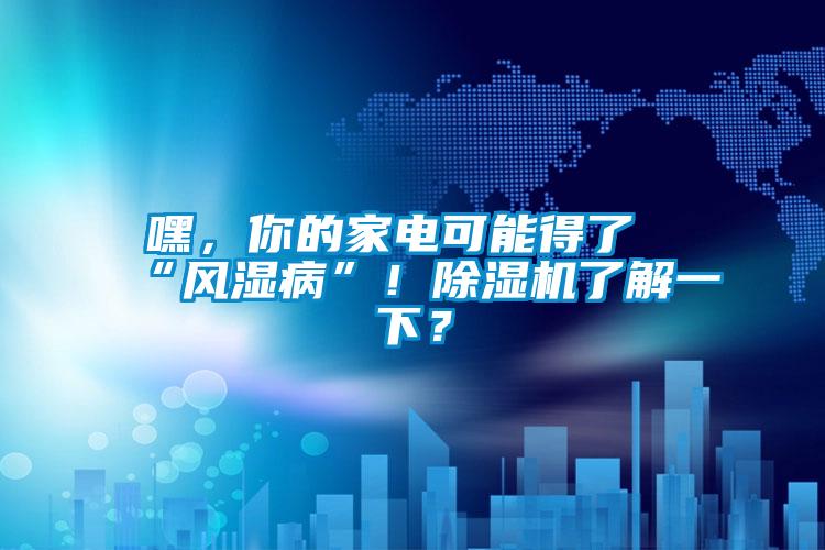 嘿，你的家電可能得了“風濕病”！除濕機了解一下？